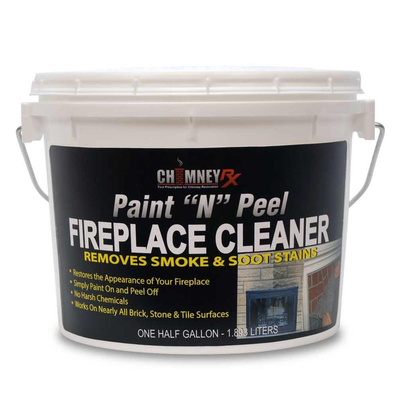 CHIMNEYRX 300467 Paint N Peel Fireplace Cleaner â€“ Removes Smoke & Soot Stains from Brick, Tile, & Stone Surfaces Around Fireplace Fronts & Hearths â€“ Water-Based, & Easy Peel-Off, 1/2 Gallon - Image 1